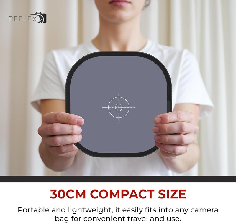 Reflex Camera 30cm Foldable 18% Grey Card White Balance & Exposure Reference – Portable Color Calibration Tool for DSLR/Mirrorless Photography & Video - Image 3